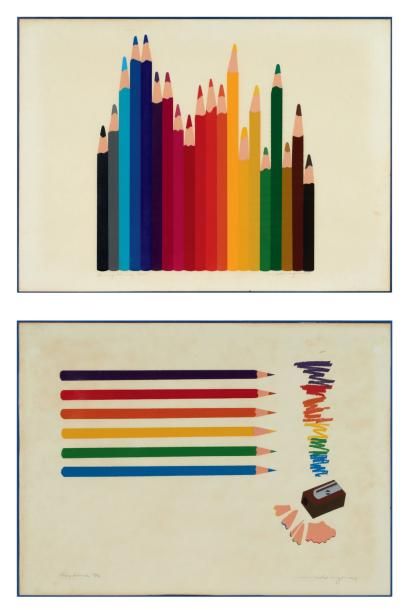 MYLES Sharp Pencils, 1979 Diptyque. Sérigraphies signées et numérotée 75/75 et 17/55...