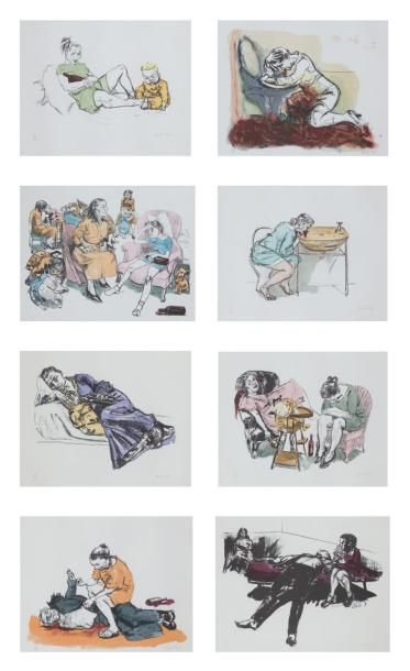 PAULA REGO (NÉE NE 1935) O Vinho series, 2007 Ensemble de 8 lithographies en couleur....