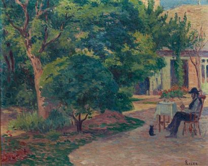 Maximilien Luce (1858-1941) Paris, le jardin d'Alexandre Charpentier au Hameau Boileau,...