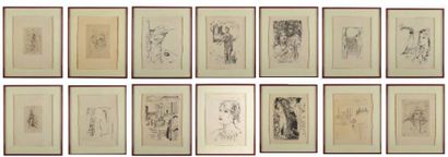 Pierre BONNARD (1867-1947) Suites Vollard Ensemble de 14 gravures signées dans la...