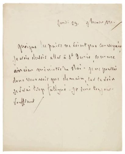 François de CHATEAUBRIAND 2 Lettres autographes, [Paris] 21 et 23 octobre [1824],...