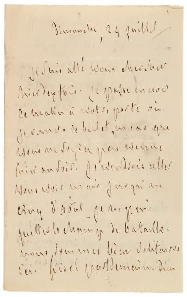 François de CHATEAUBRIAND Lettre autographe, «Dimanche 24 juillet» [24 août 1826],...