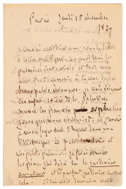 François de CHATEAUBRIAND Lettre autographe, Paris 15 novembre 1827, à la duchesse...