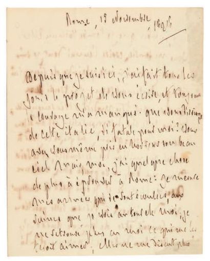 François de CHATEAUBRIAND Lettre autographe signée «Ch», Rome 15 novembre 1828, à...