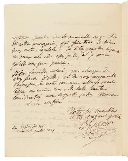 Georges CUVIER 2 Lettres autographes signées, au Jardin du Roi 1827 et vendredi,...
