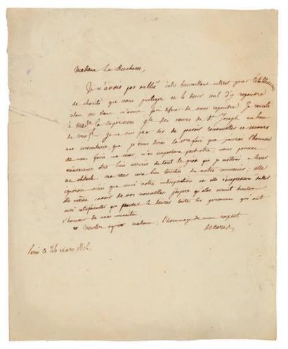 Pierre, comte DARU (1767-1829) Ministre et administrateur Lettre autographe signée,...