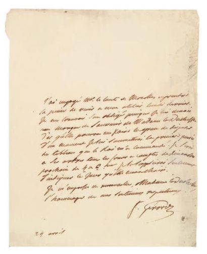 François gérard (1770-1837) Peintre 2 Lettres autographes signées, 24 avril [1817]...