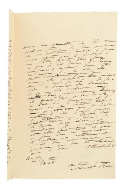 Alexandre von HUMBOLDT Lettre autographe signée, Berlin 19 février 1828, à la duchesse...