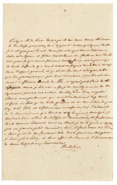Armand Emmanuel du Plessis, duc de RICHELIEU (1766-1822) Homme d'État Lettre autographe...