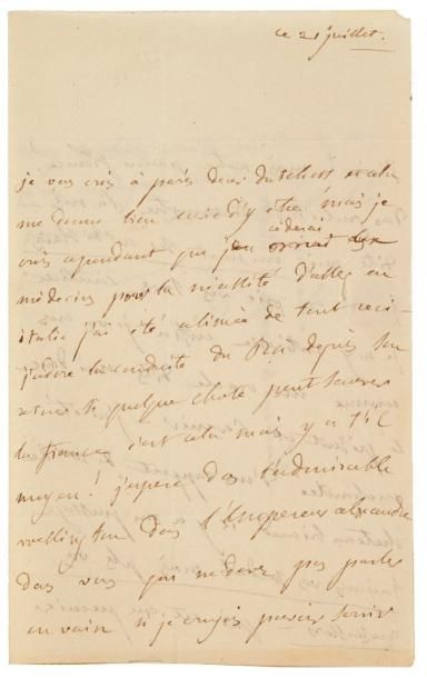Germaine Necker, baronne de STAËL Lettre autographe, 21 juillet [1815], à la duchesse...