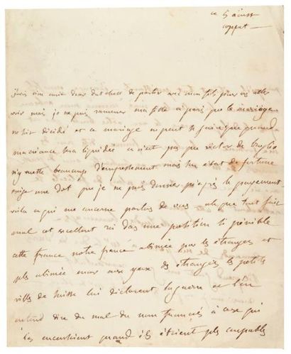 Germaine Necker, baronne de STAËL Lettre autographe, Coppet 5 août [1815], à la duchesse...