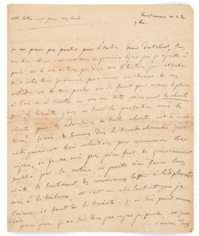 Germaine Necker, baronne de STAËL Lettre autographe, Lausanne 22 septembre [1815],...