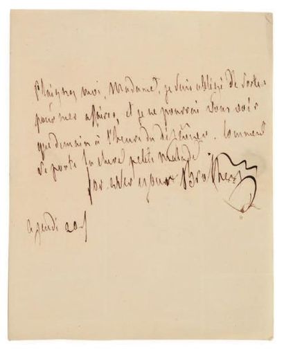 François de CHATEAUBRIAND 3 Lettres autographes, [1811-1814?], à la duchesse de Duras;...