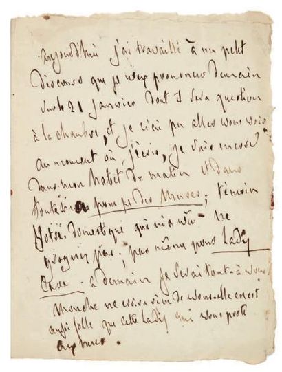 François de CHATEAUBRIAND Lettre autographe, [8 janvier 1816?], à la duchesse de...
