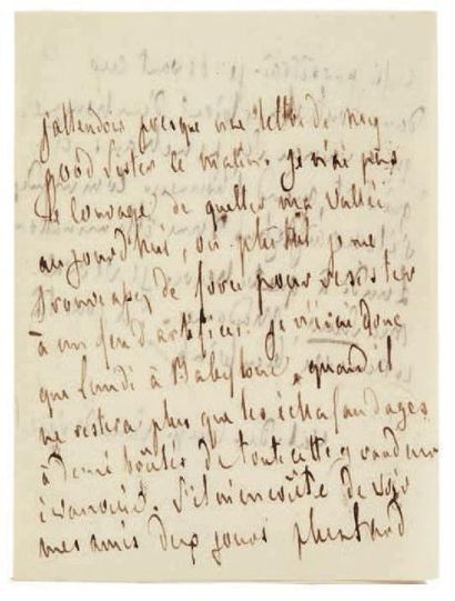 François de CHATEAUBRIAND Lettre autographe, Val-de-Loup samedi soir [24 août 1816?],...