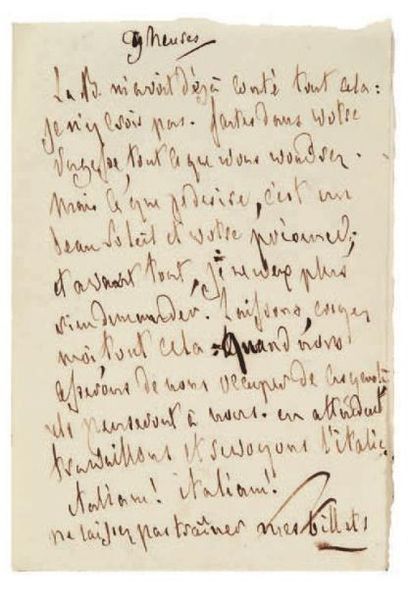 François de CHATEAUBRIAND 2 Lettres autographes, [1816-1817?], à la duchesse de Duras;...