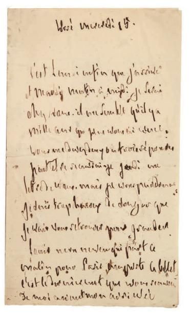 François de CHATEAUBRIAND Lettre autographe, Voré mercredi 15 [octobre 1817], à la...