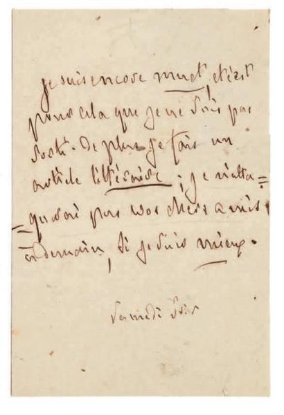 François de CHATEAUBRIAND 3 Lettres autographes, [1819], à la duchesse de Duras;...