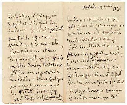 François de CHATEAUBRIAND 2 Lettres autographes, [Londres] 12 et 16 avril 1822, à...