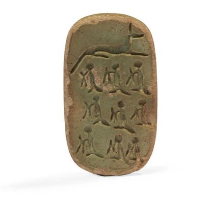 null SCEAU-MATRICE DE LA NÉCROPOLE ROYALE. Rare amulette en forme de sceau, avec...