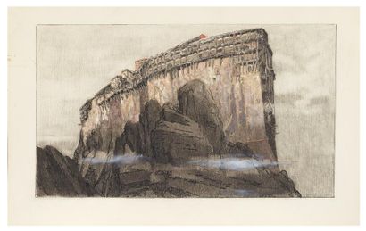 Paul JOUVE (1880-1973) Monastère de Simonos Petra, Mont Athos, 1917 Dessin au crayon...