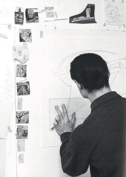 Roy LICHTENSTEIN (1923-1997) Still life and watch, 1975 Crayons de couleurs sur papier....