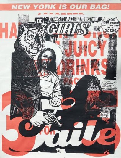 FAILE Girls, circa 2004 Pièce unique. Impression sur papier et rehauts de gouache....