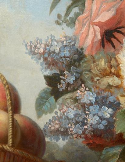 ÉCOLE FRANÇAISE VERS 1830, SUIVEUR DE JEAN JACQUES BACHELIER Urne de fleurs avec...