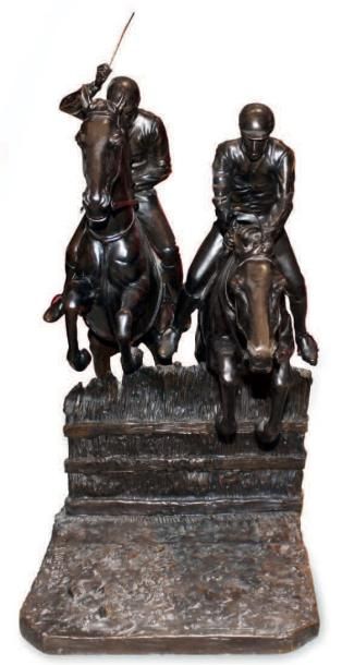 Isidore BONHEUR (1827-1901) Les Jockeys Bronze à patine brune. Signé "BONHEUR" sur...
