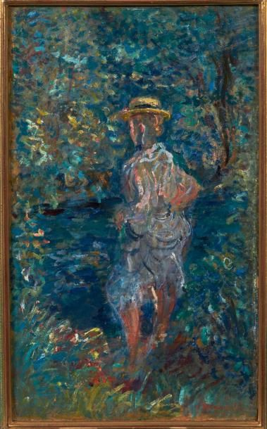 Constantin TERECHKOVITCH (1902-1978) Jeune femme au bord de l'eau Huile sur panneau....
