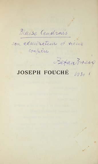 ZWEIG (Stefan) Joseph Fouché. Traduit de l'allemand par Alzir Hella et Olivier Bournac....