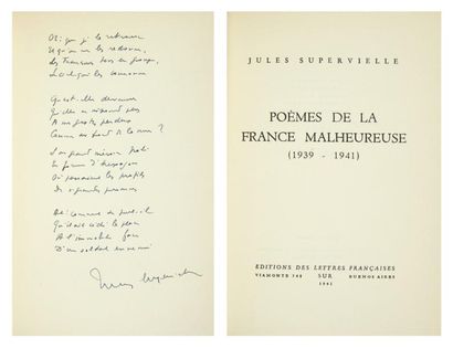 SUPERVIELLE (Jules) Poèmes de la France malheureuse (1939-1941). Buenos Aires, Éditions...