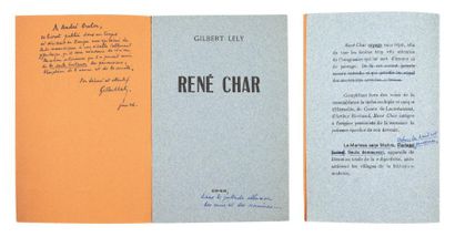 LÉLY (Gilbert) René Char. Sans lieu, 1942. In-12 de (4) ff. sur papier Ingres bleu:...