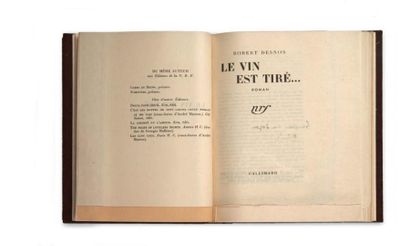 DESNOS (ROBERT) Le Vin est tiré... Roman. Paris, Gallimard, 1943. In-8, maroquin...