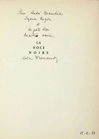 FRENAUD (André) La Noce noire. Lithographies de Jean Bazaine. Paris, Pierre Seghers,...