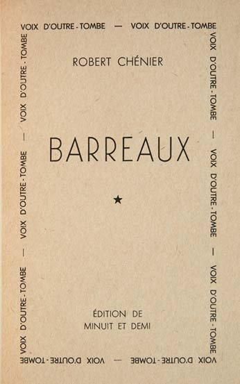 [BRASILLACH (Robert), sous le pseudonyme de Robert CHÉNIER] Barreaux. Sans lieu [Paris],...