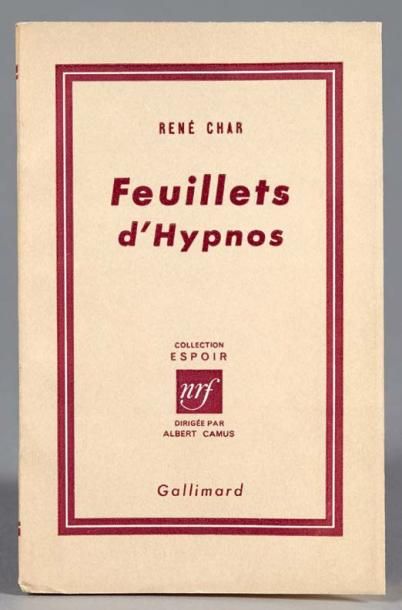 CHAR (René) Feuillets d'Hypnos. Paris, Gallimard, 1946. In-12, broché; boîte en peau...