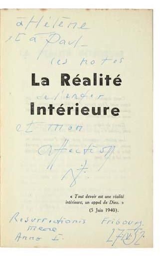 [FA? (Bernard)] La Réalité intérieure. Sans lieu ni date [1947?]. Plaquette in-12...