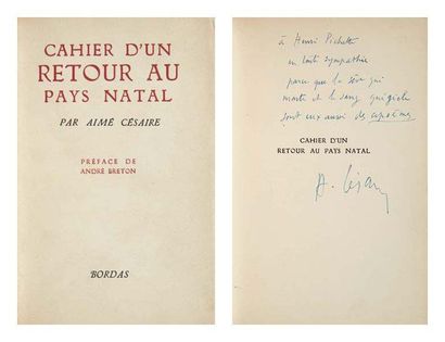 CESAIRE (Aimé) Cahier d'un retour au pays natal. Préface de André Breton. Paris,...