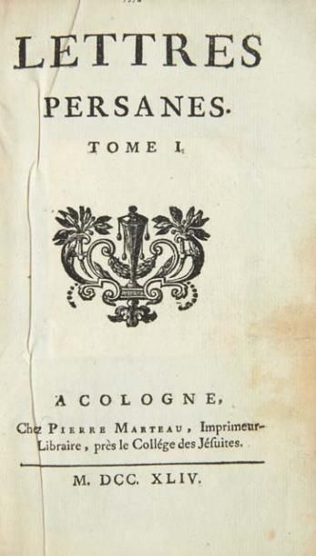 [MONTESQUIEU (Charles de Secondat, baron de)] Lettres persanes. Cologne, Pierre Marteau,...