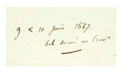 FLAUBERT (Gustave) 9 & 10 juin 1867. Bal donné au Czar. Sans lieu ni date [11 juin...