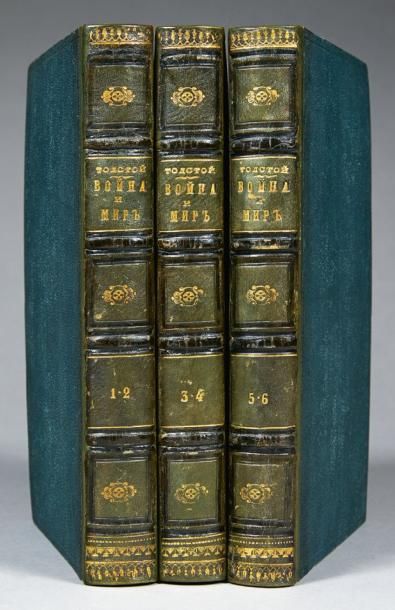 TOLSTOI (Léon) Voyna i Mir [Guerre et Paix]. Moscou, 1868-1869. 6 volumes in-8 reliés...