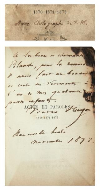 HUGO (Victor) Actes et Paroles, 1870-1871-1872. Paris, Michel Lévy frères, 1872....