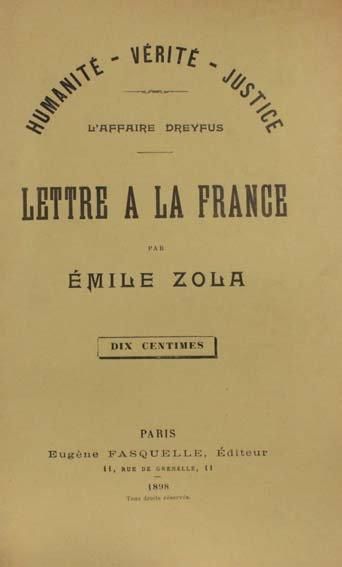 [ZOLA] Dossier de pièces concernant l'affaire Dreyfus et ses suites. - Zola, Lettre...