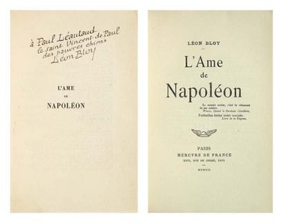 BLOY (Léon) L'Âme de Napoléon. Paris, Mercure de France, 1912. In-12: broché, étui....