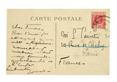CÉLINE (Louis-Ferdinand) Carte postale adressée à Simone Saintu. [Lagos, juin 1916.]...