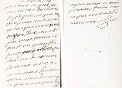 LOUIS XIV. Lettre autographe, signée du paraphe, « Ce vendredy » ; 1 page et quart...