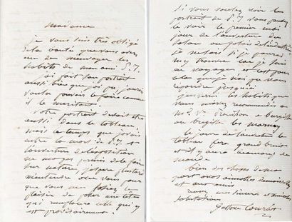 COURBET, Gustave. Lettre autographe signée [fin mars ou avril 1865, à Mme Pierre-Joseph...