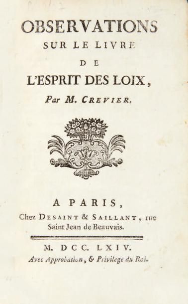[MONTESQUIEU (Charles-Louis de Secondat, baron de la Brède et de)] Défense de l'esprit...