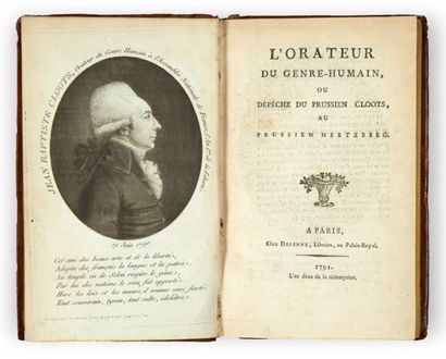 CLOOTS (Jean-Baptiste, baron von Cloots, dit Anacharsis) L'Orateur du genre humain,...